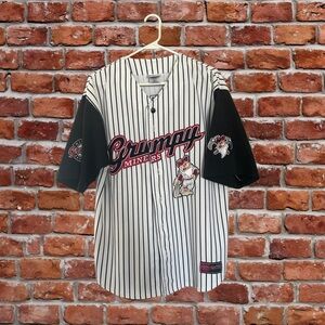 Grumpy Miners Stripe Baseball Jersey - Black & White